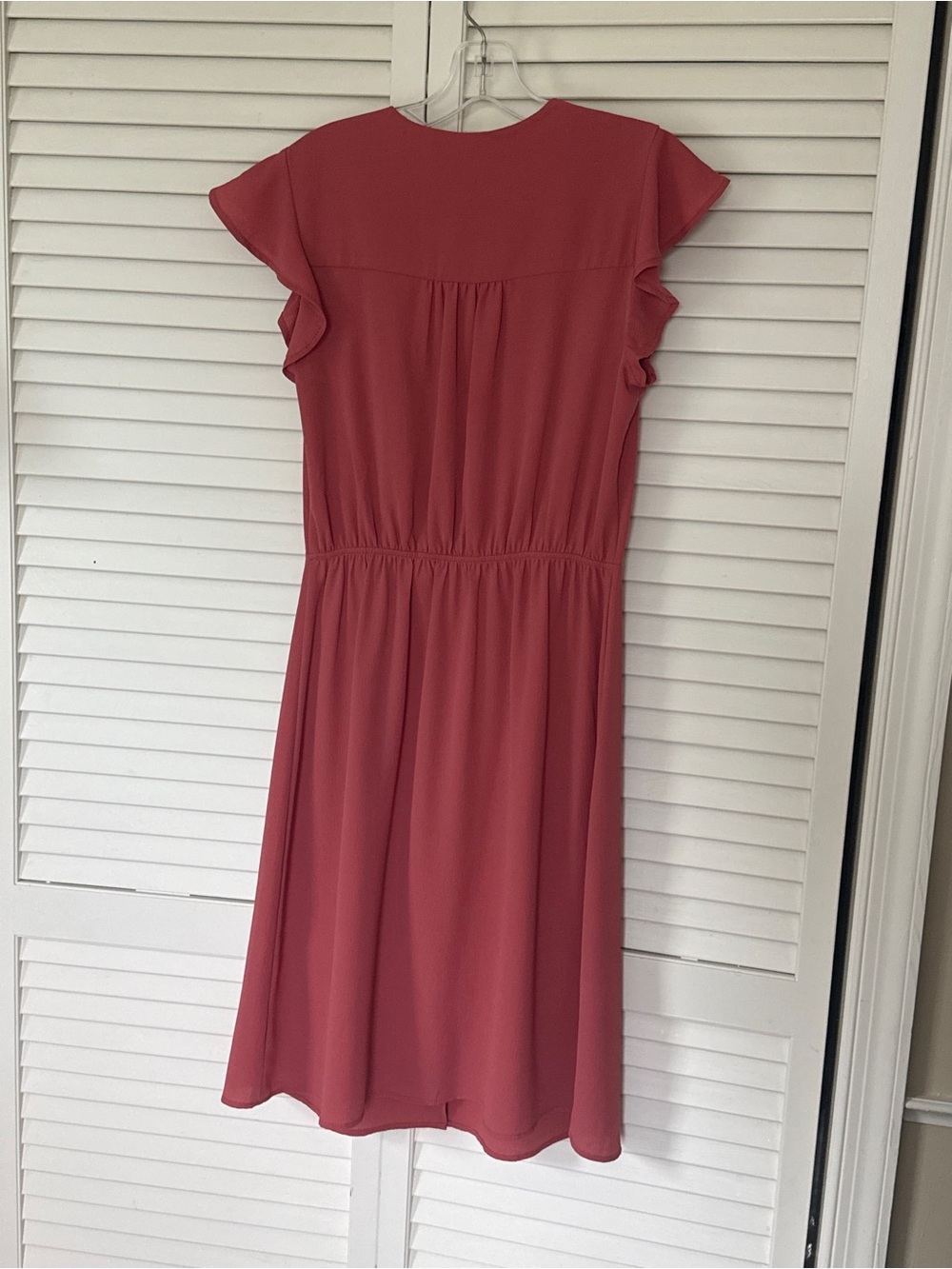 Flutter Sleeve Dress in Deep Rose - Picture 8 of 9